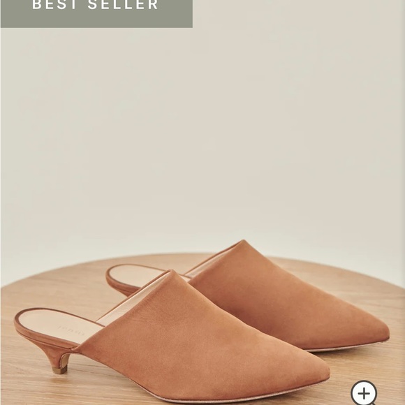 Jenni Kayne Walnut Color Oiled Leather Kitten Heeled Mules - Picture 11 of 16